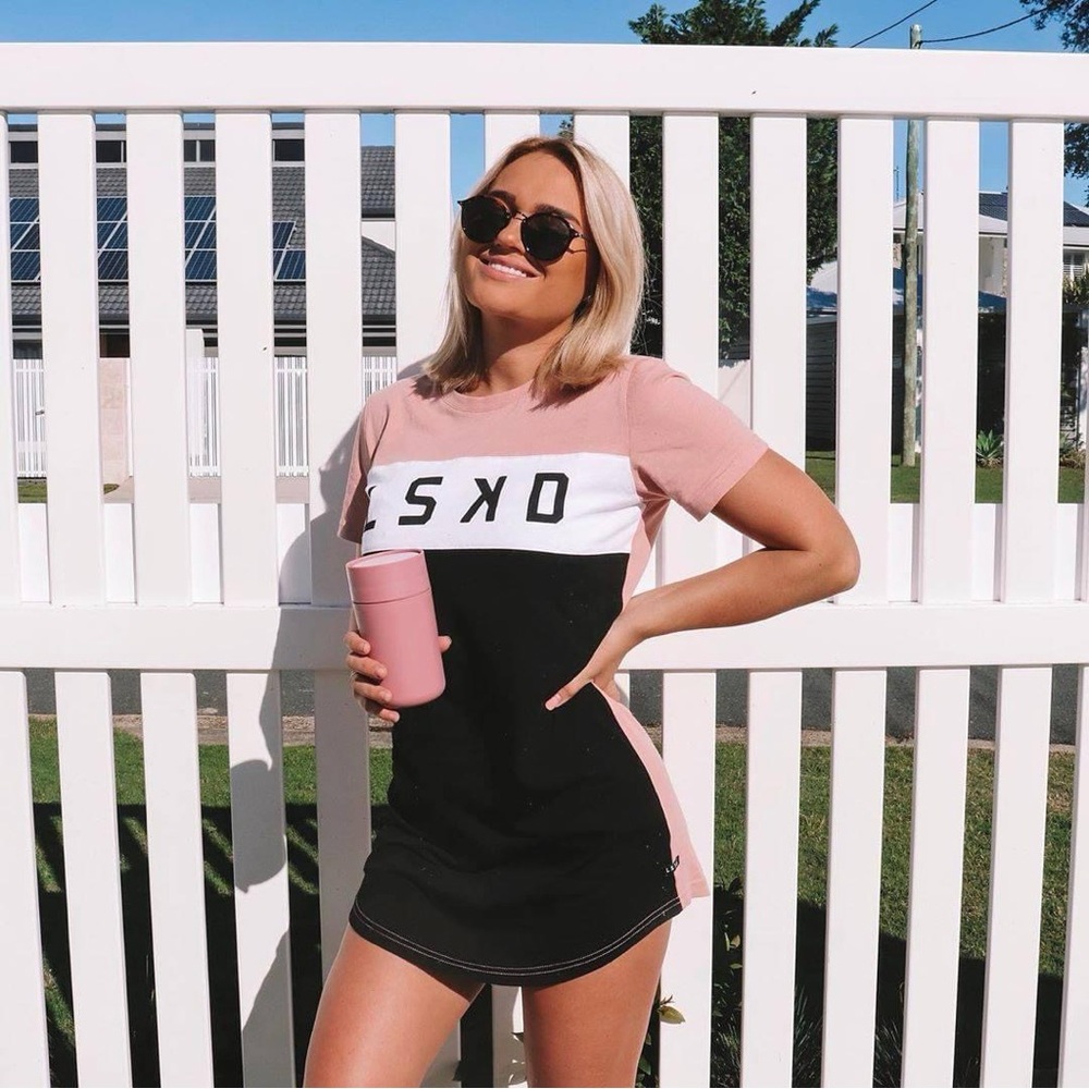 LSKD Long-Sleeve TriColor T-Shirt Dress